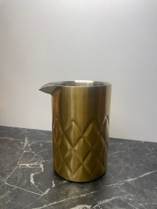 Mixing Glass 540ml double layer grid Gold Matt