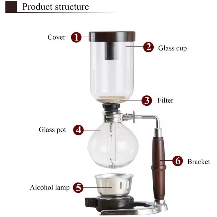 Siphon Coffee Pot Manual Glass Upper Lower Pot