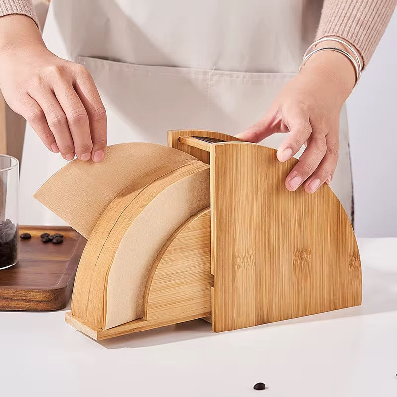 Wooden Coffee Filter Holder & Paper Stand