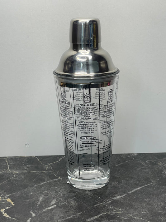Glass Shaker With Grad And Recipe