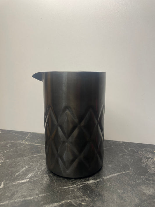 Mixing Glass 540ml double layer grid Black Matt With Lip
