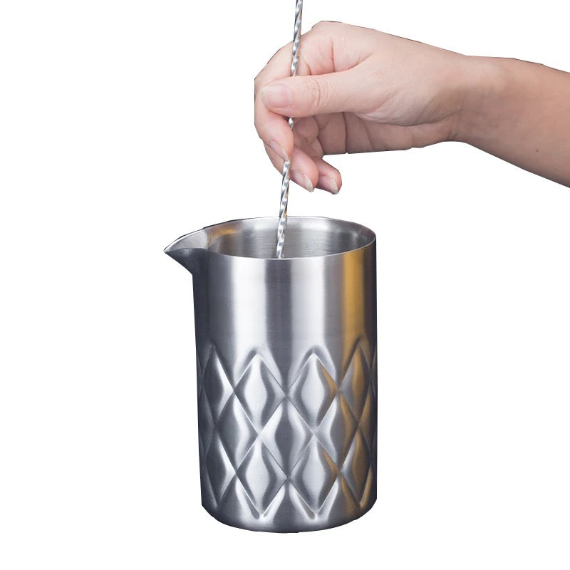 Mixing Glass 540ml double layer grid Mirror With Lip