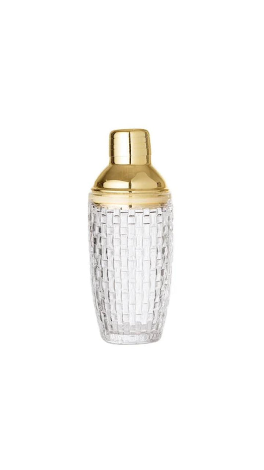 Glass Shaker Cup With Metal  Gold Lid