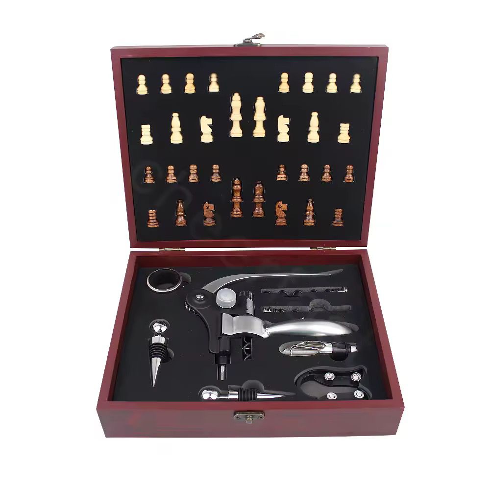 Wine opener set with chess table