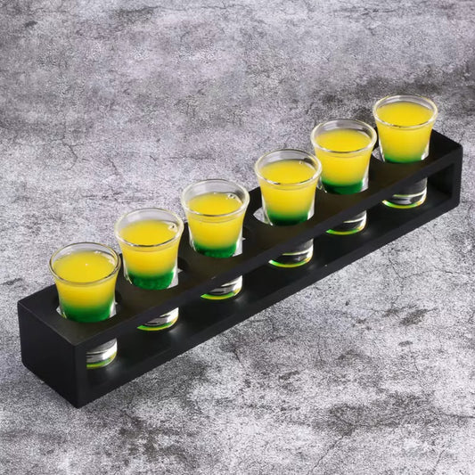 Wooden Shot Holder Black 6 Pieces