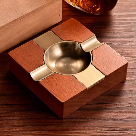 Wooden cigar ashtray Square