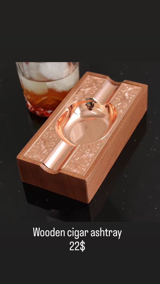 Wooden cigar ashtray rectangular