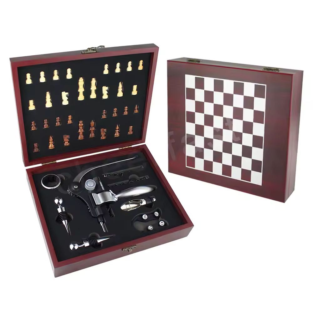 Wine opener set with chess table