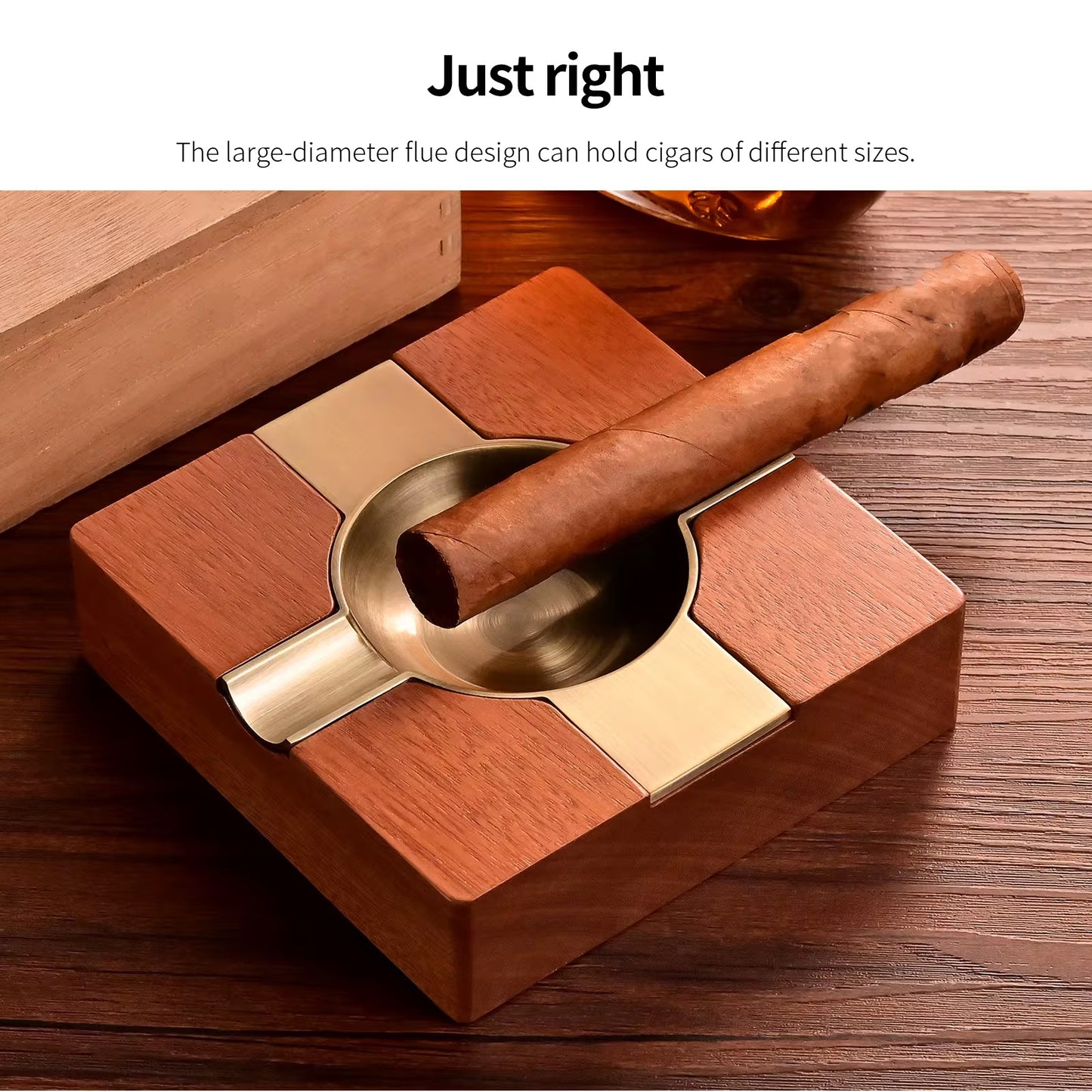 Wooden cigar ashtray Square