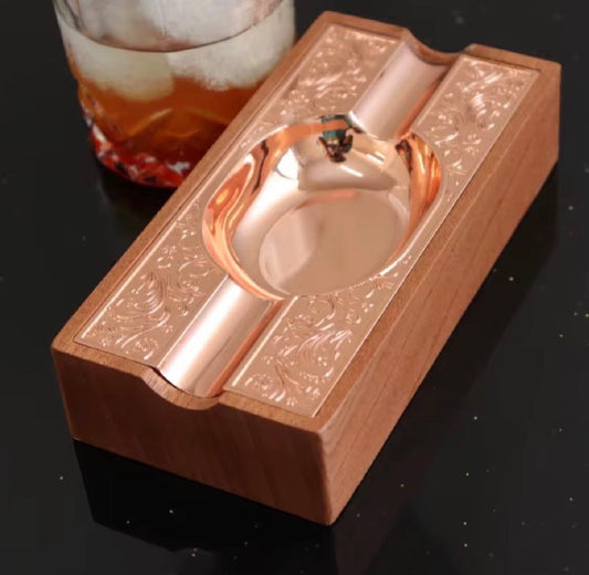 Wooden cigar ashtray rectangular