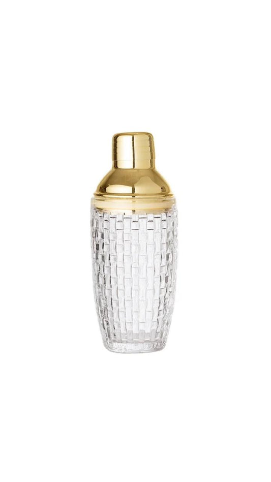 Glass Shaker Cup With Metal  Steel Lid Gold